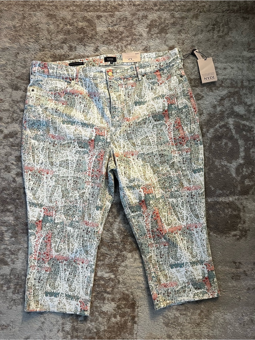 NYDJ Women's Cropped Jeans in Multi-Color Abstract Print